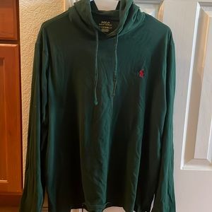 hooded long sleeve polo shirt
